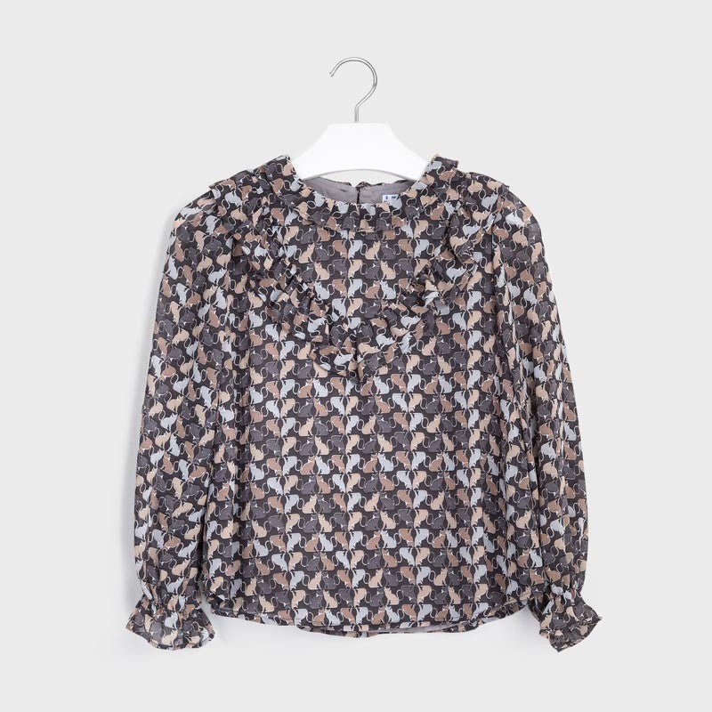 Maglia blusa ragazza Mayoral fantasia gattini - ErreGiModaBimbo