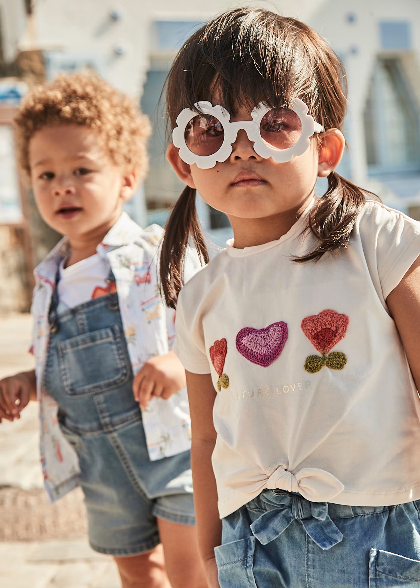 T-Shirt corta nodo neonata Mayoral applicazioni fiori Mayoral Panna