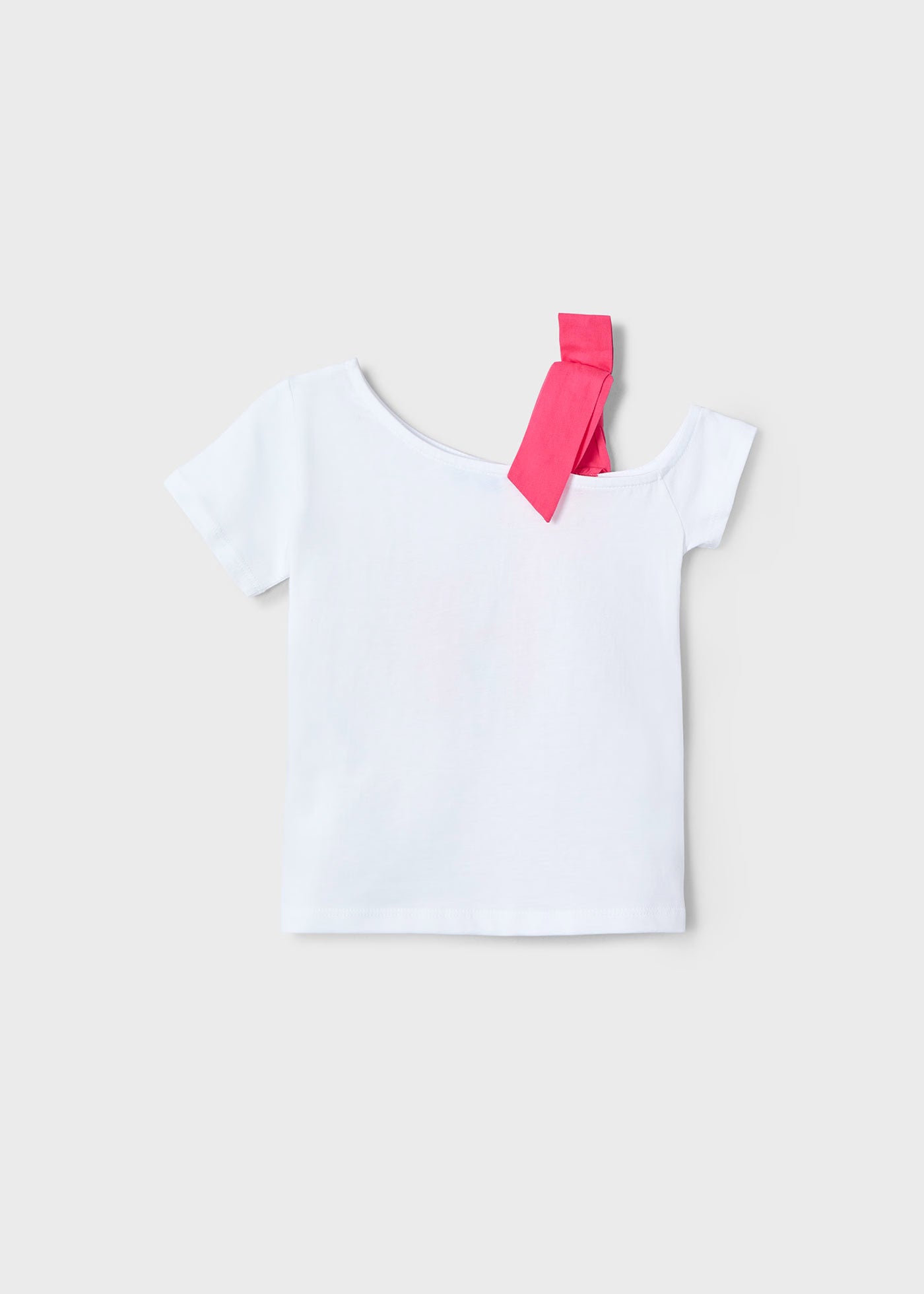 T-Shirt asimmetrica bambina Mayoral bianca grafica peonia Mayoral 2 Anni 92cm