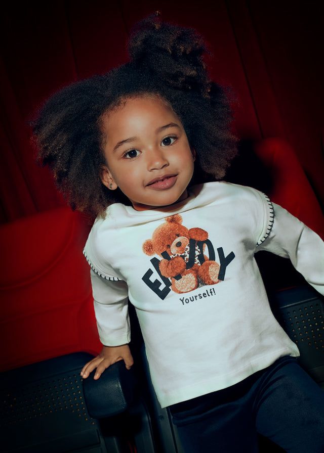 Maglietta bambina Mayoral TEDDY yourself panna Mayoral 2 Anni 92cm