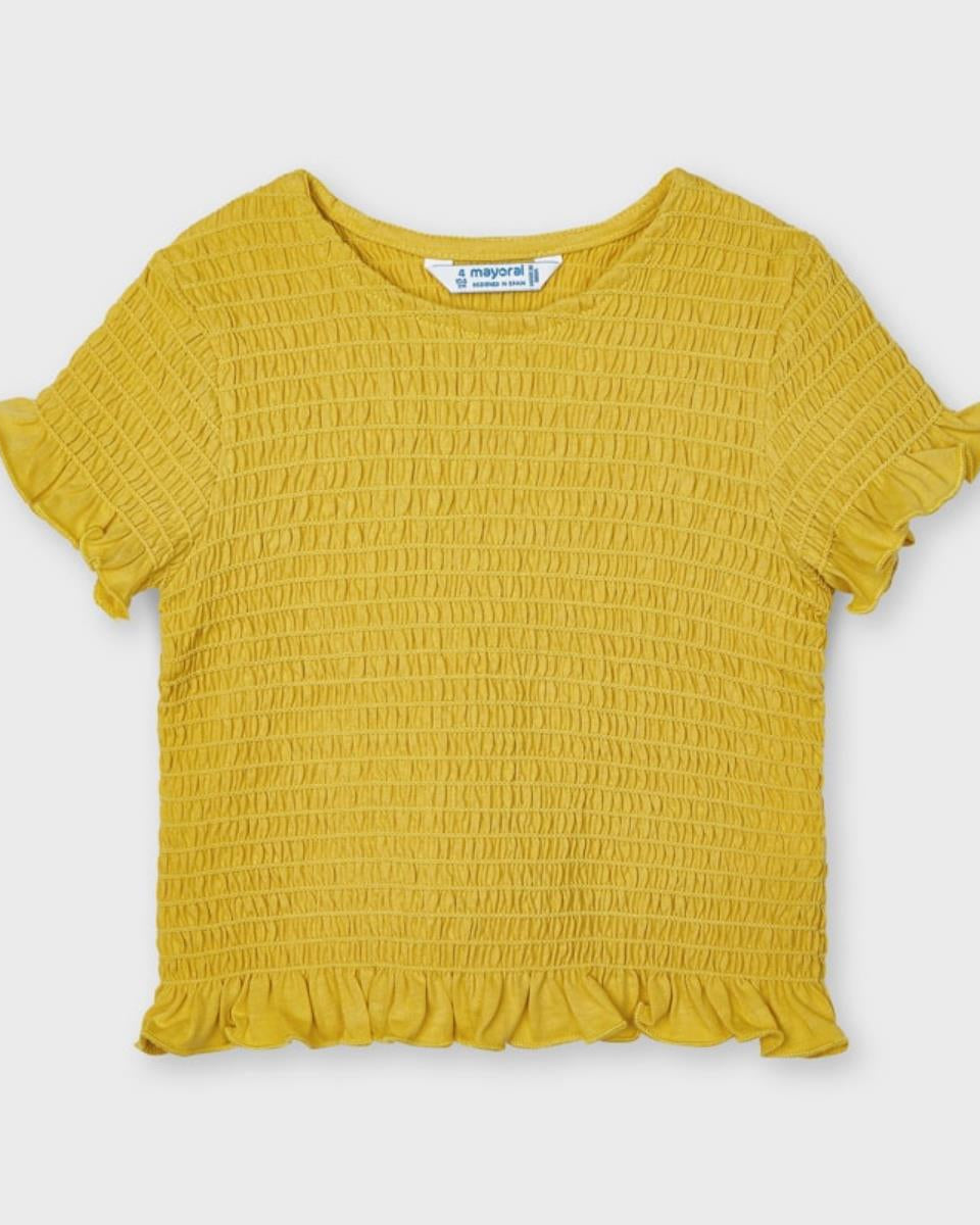 Maglietta bambina Mayroal modello toppino mostarda - ErreGiModaBimbo