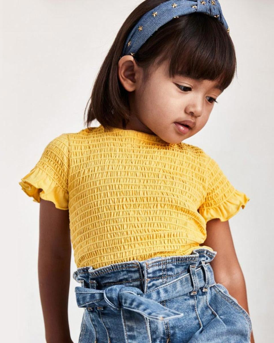Maglietta bambina Mayroal modello toppino mostarda - ErreGiModaBimbo