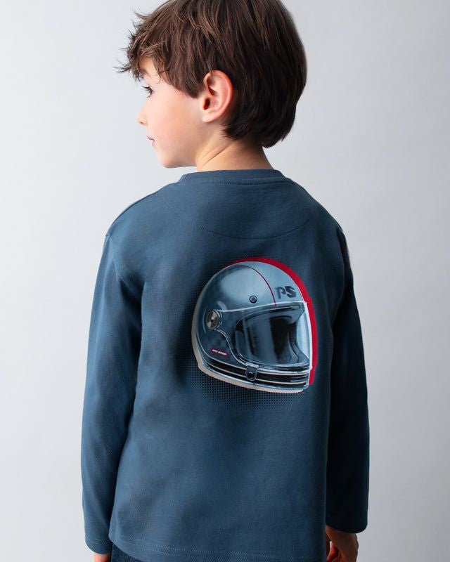 Maglietta bambino Mayoral casco moto blu air force Mayoral 2 Anni 92cm