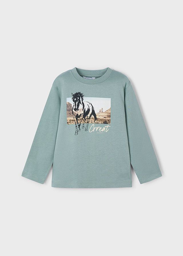 Maglietta bambino Mayoral Cavallo paesaggio verde Mayoral 2 Anni 92cm
