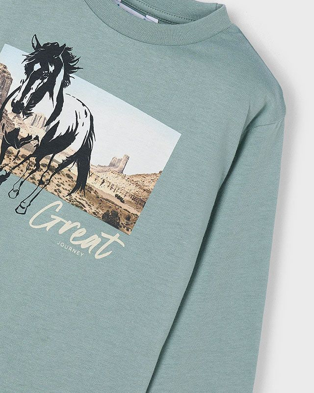 Maglietta bambino Mayoral Cavallo paesaggio verde Mayoral 2 Anni 92cm