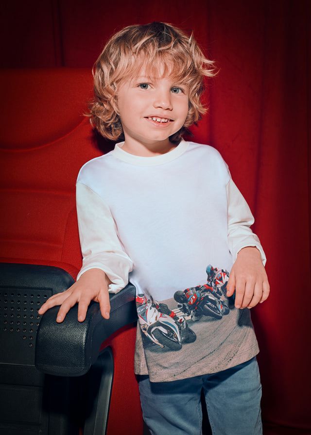 Maglietta bambino Mayoral moto da corsa bianca Mayoral 2 Anni 92cm