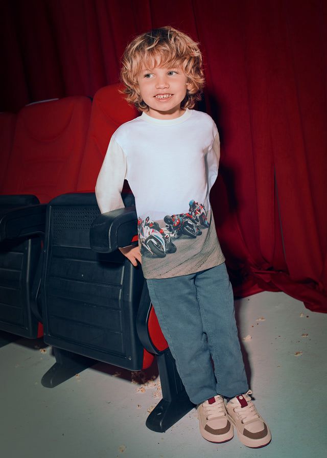 Maglietta bambino Mayoral moto da corsa bianca Mayoral 2 Anni 92cm