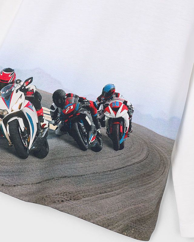 Maglietta bambino Mayoral moto da corsa bianca Mayoral 2 Anni 92cm