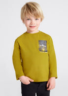 Maglietta bambino Mayoral oliva "GOOD DAYS AHEAD" - ErreGiModaBimbo