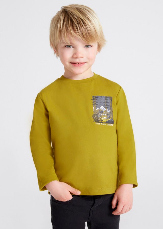 Maglietta bambino Mayoral oliva "GOOD DAYS AHEAD" - ErreGiModaBimbo