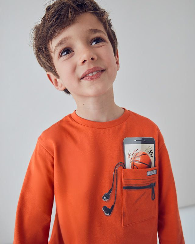 Maglietta bambino Mayoral taschino Basket arancione Mayoral 2 Anni 92cm