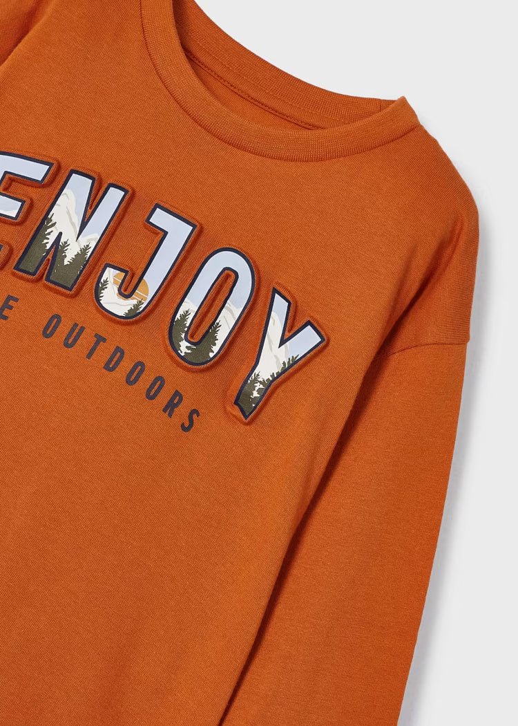 Maglietta bianca scritta "ENJOY" bassorilievo bambino Mayoral - ErreGiModaBimbo