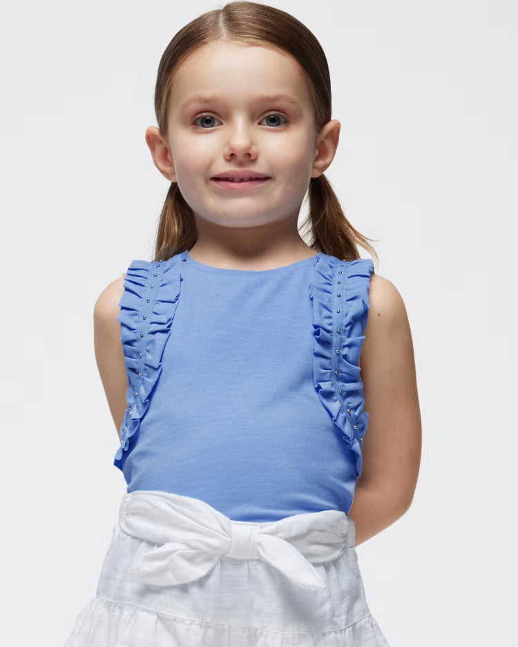 T-Shirt smanicata borchie bambina Mayoral indaco Mayoral Indaco