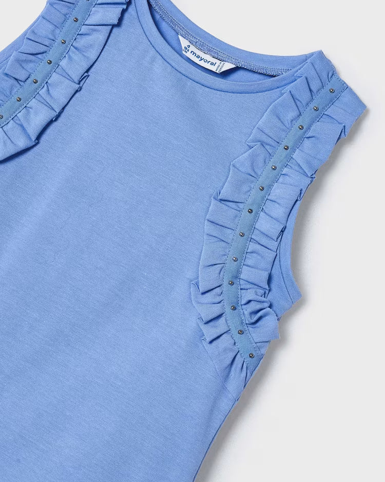 T-Shirt smanicata borchie bambina Mayoral indaco Mayoral Indaco