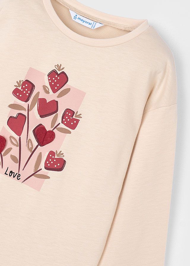 Maglietta cecio bambina Mayoral grafica fiori rossi Mayoral 2 Anni 92cm