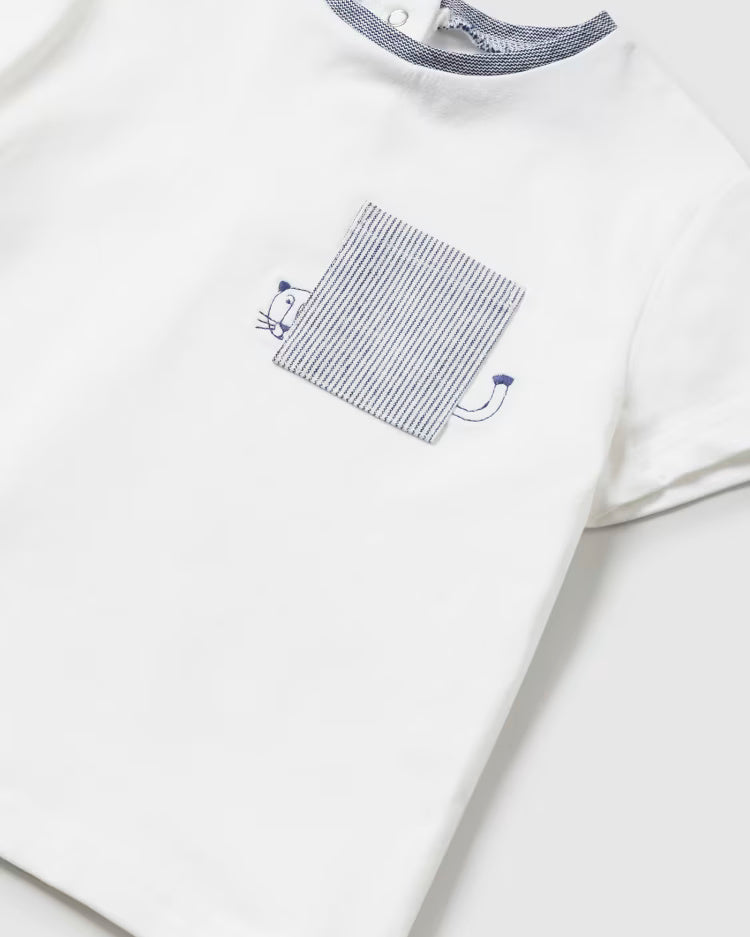 T-shirt fresco cotone neoanto Mayoral taschino righe Mayoral Bianco