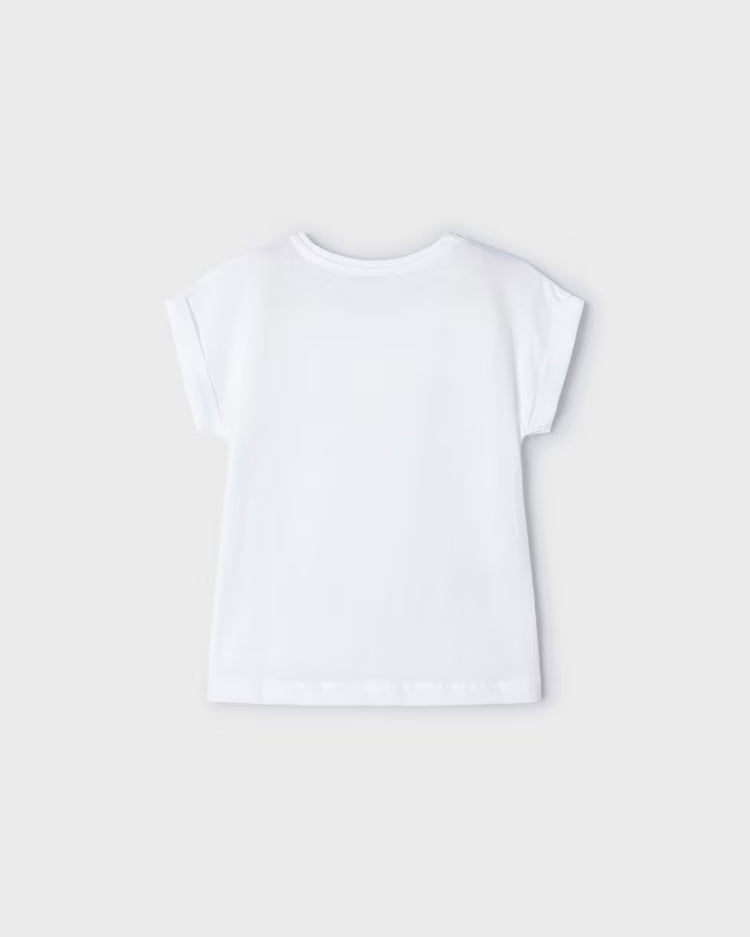 T-Shirt fresco cotone bambina Mayoral tachino ricamato bianca Mayoral Bianco