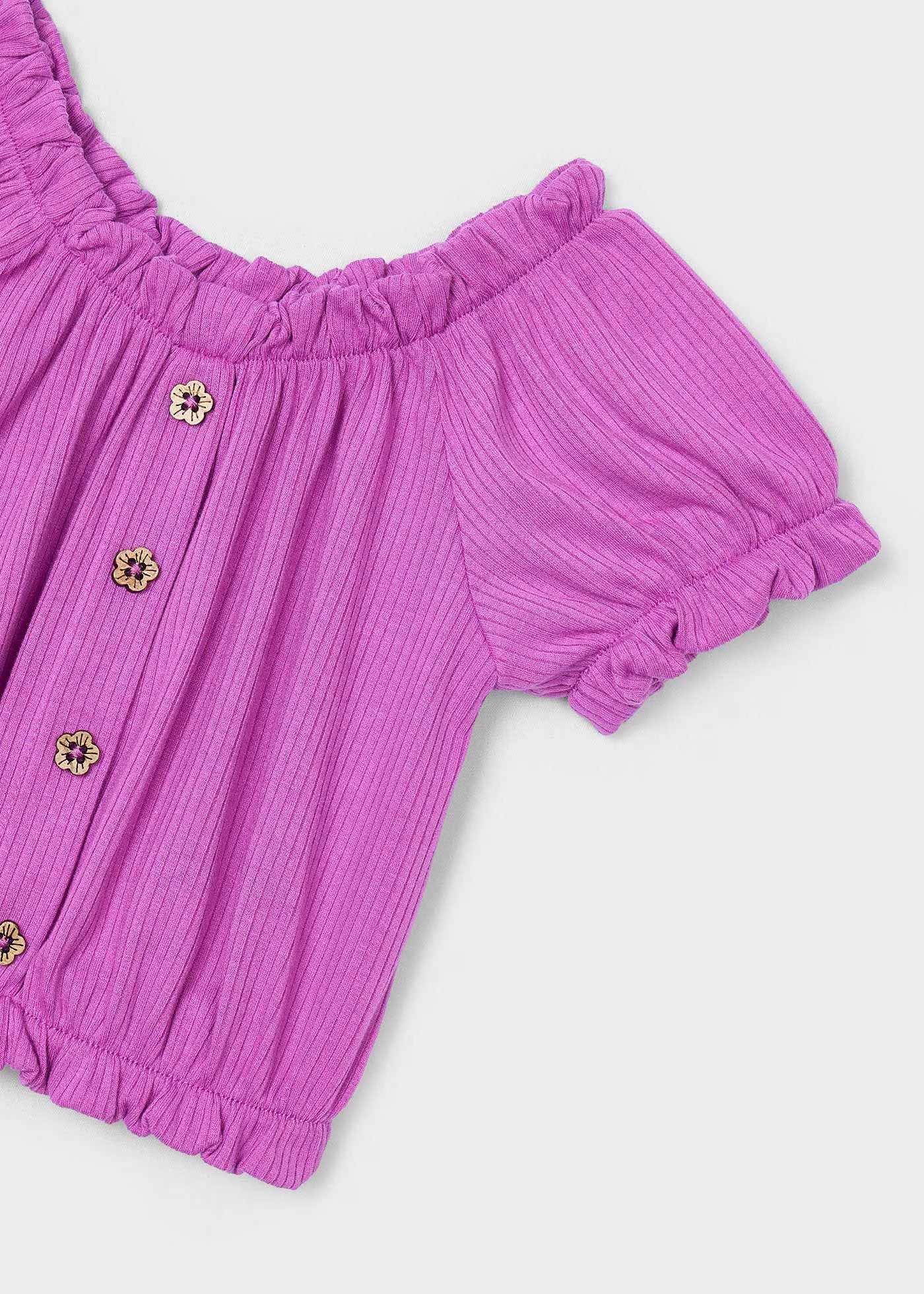 Maglietta corta a costine bambina Mayoral malva Mayoral Malva