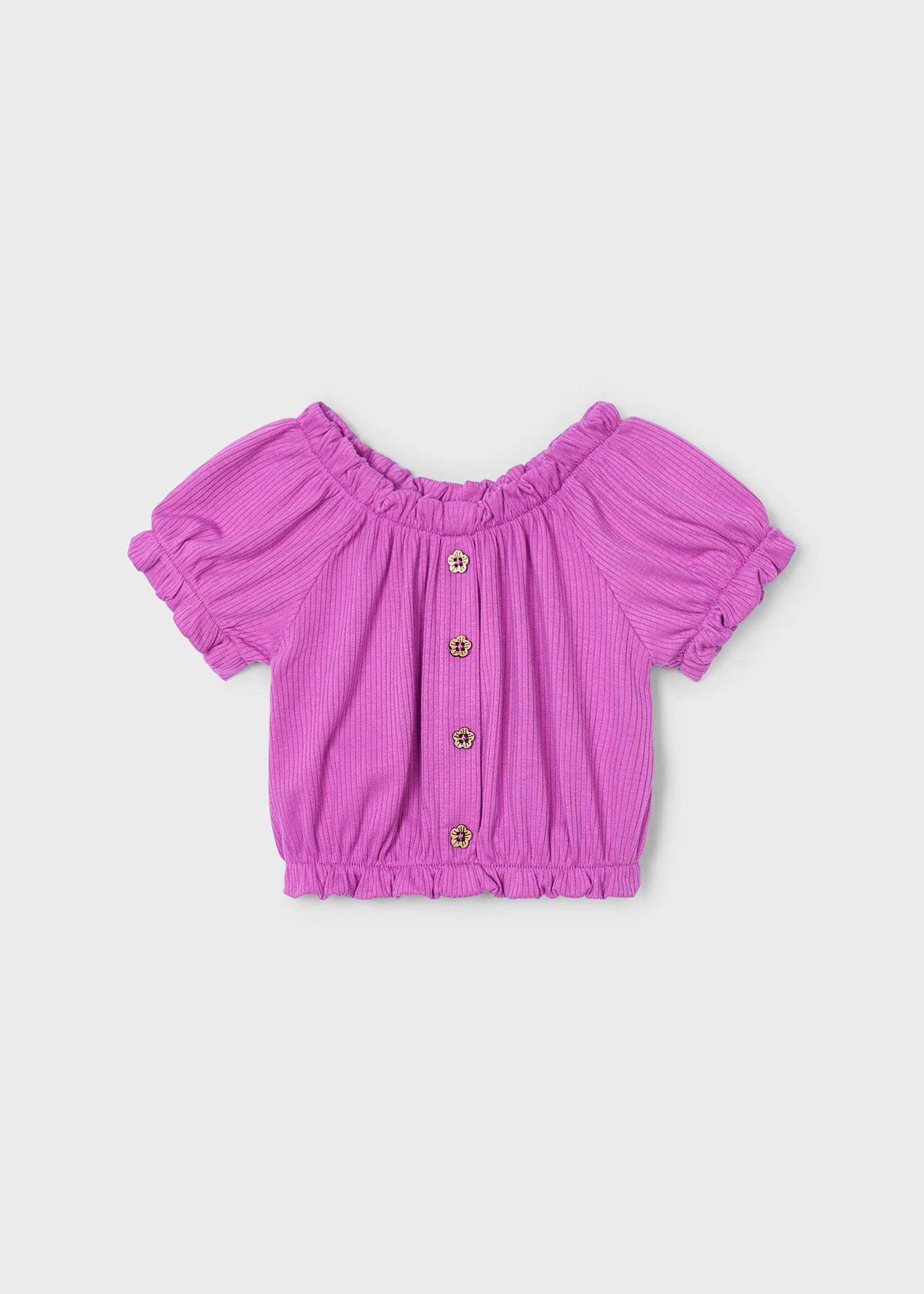Maglietta corta a costine bambina Mayoral malva Mayoral Malva
