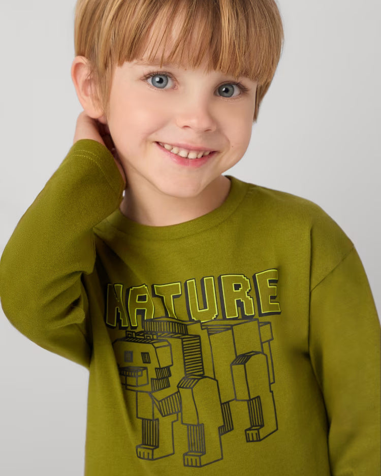 Maglietta caldo cotone bambino Mayoral orso cubo Nature Verde Mayoral Verde