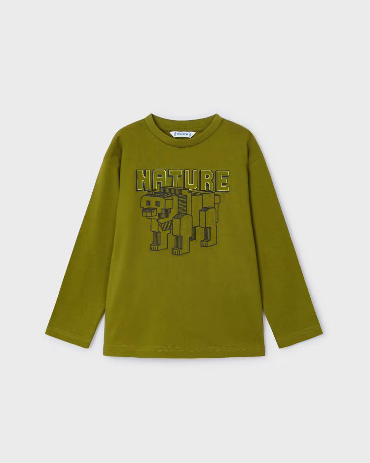 Maglietta caldo cotone bambino Mayoral orso cubo Nature Verde Mayoral Verde