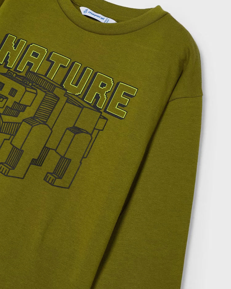 Maglietta caldo cotone bambino Mayoral orso cubo Nature Verde Mayoral Verde