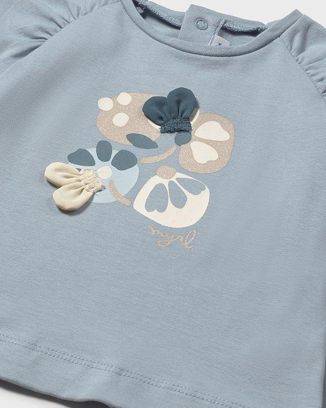 Maglietta grafica neonata Mayoral fiori azzurro Mayoral 6 Mesi 68cm