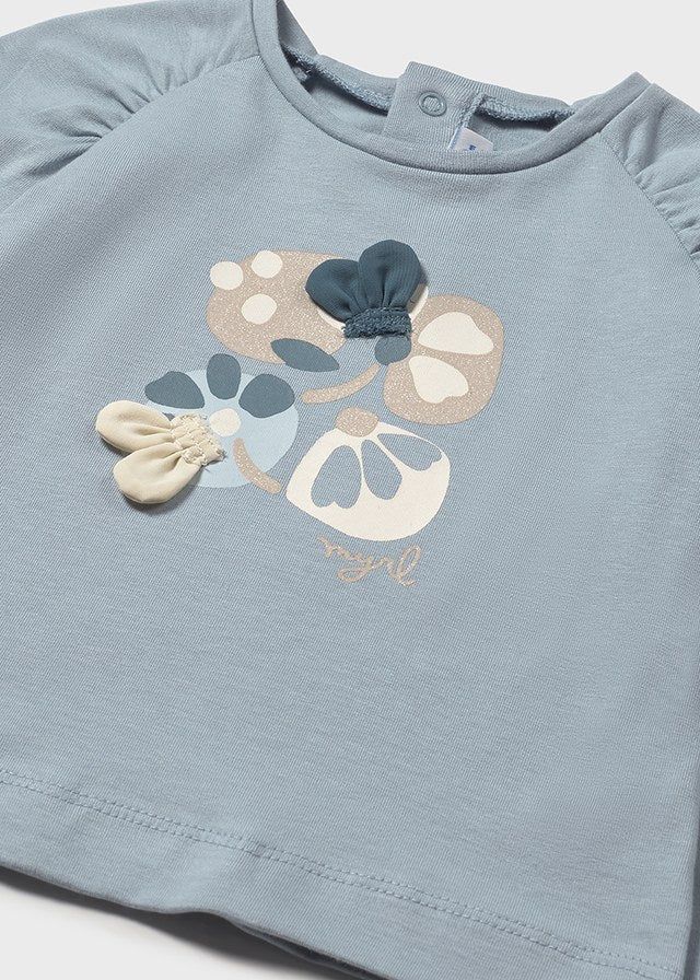 Maglietta grafica neonata Mayoral fiori azzurro Mayoral 6 Mesi 68cm