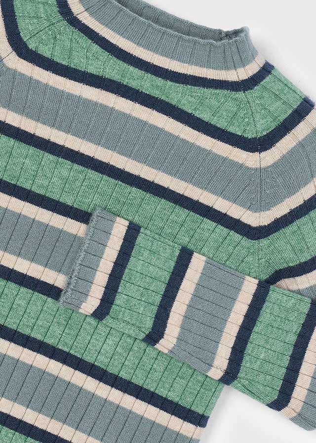 Maglietta lupetto costine viscosa bambina Mayorla righe verde-azzurro-blu Mayoral 2 Anni 92cm