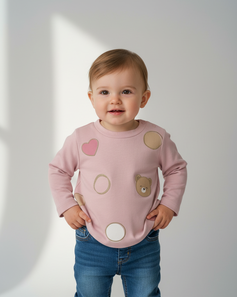 Maglietta manica lunga neonata Mayoral teddy rosa Mayoral Rosa