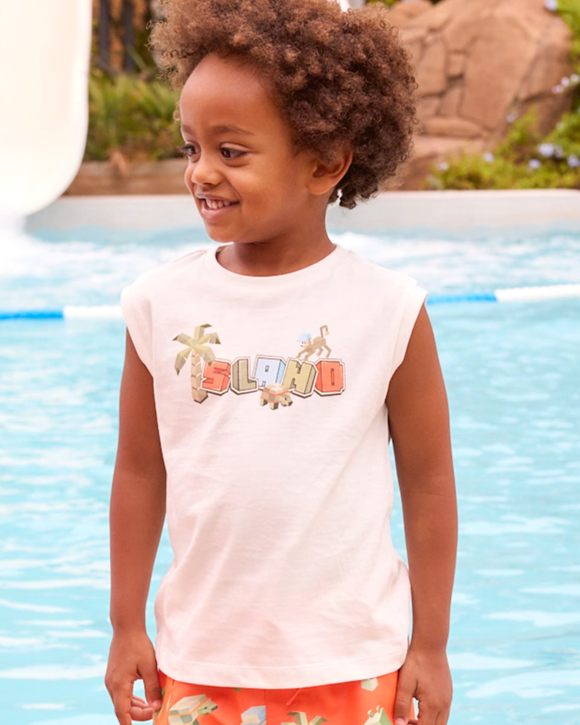 T-shirt smanicata bambino panna con grafica Island pixel Mayoral 2 Anni 92cm