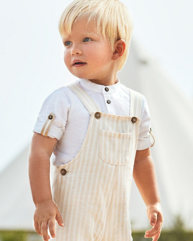 Maglietta neonato Mayoral bianca con taschino contrasto Beige - ErreGiModaBimbo