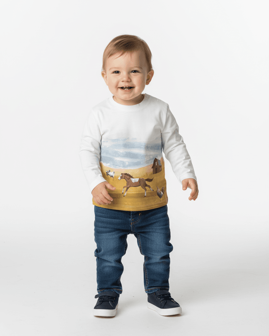 Maglietta neonato Mayoral paesagi Cavalli color panna Mayoral 6 Mesi 68cm
