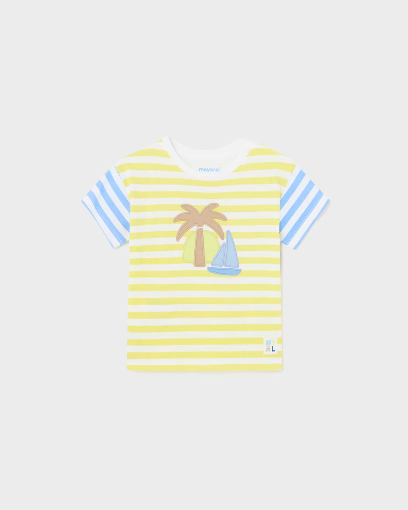 T-shirt oversize fresco cotone neonato Mayoral righe giallo lime Mayoral Lime