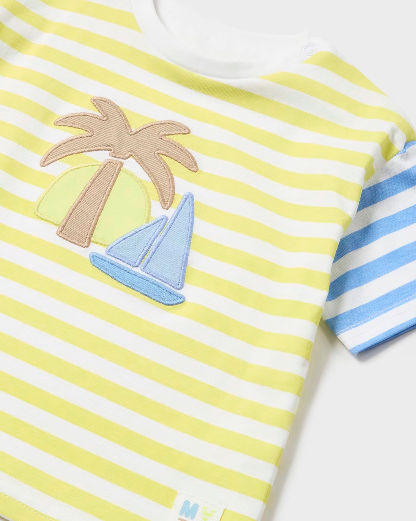 T-shirt oversize fresco cotone neonato Mayoral righe giallo lime Mayoral Lime