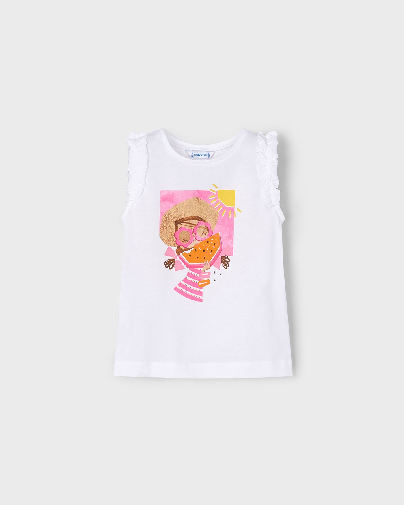 T-Shirt smanicata bambina Mayoral bianca - magenta anguria Mayoral Bianco