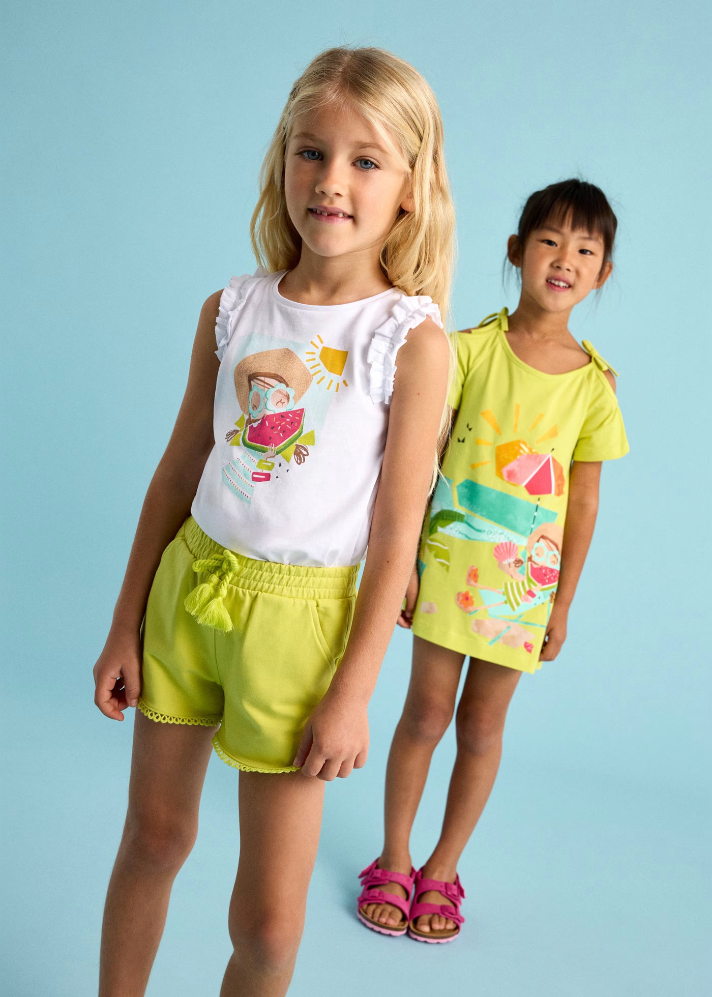 T-Shirt smanicata bambina Mayoral bianca anguria Mayoral Bianco