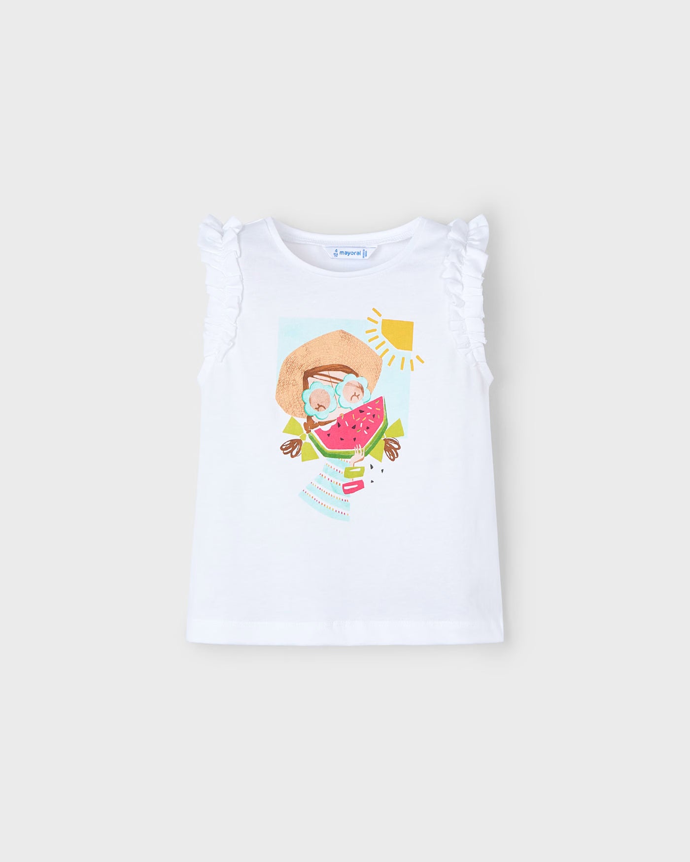 T-Shirt smanicata bambina Mayoral bianca anguria Mayoral Bianco