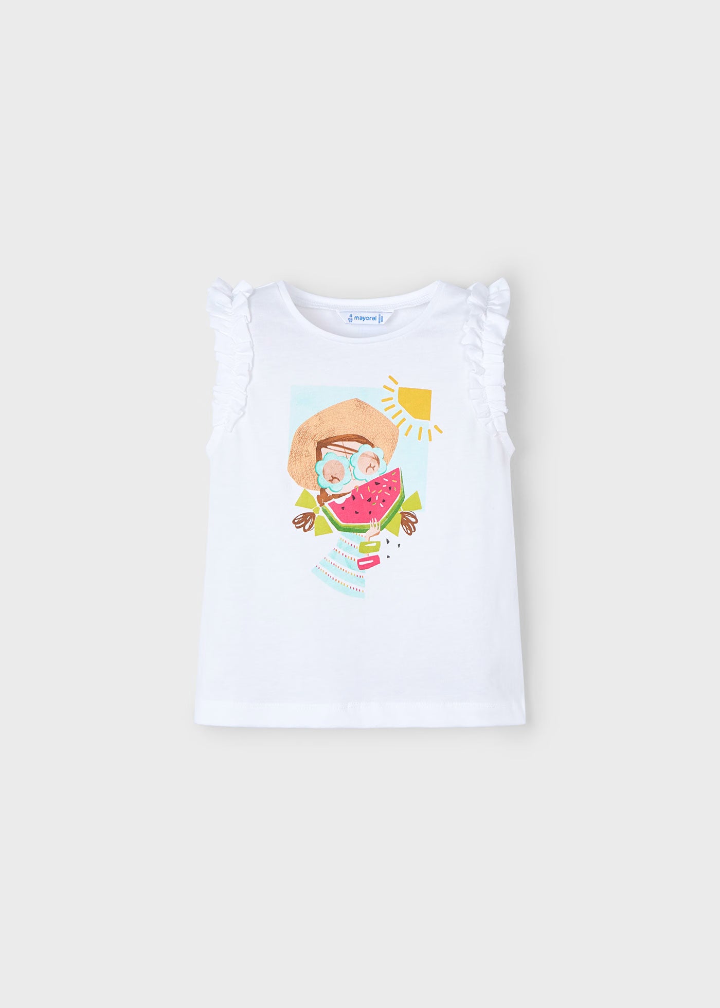 T-Shirt smanicata bambina Mayoral bianca anguria Mayoral Bianco