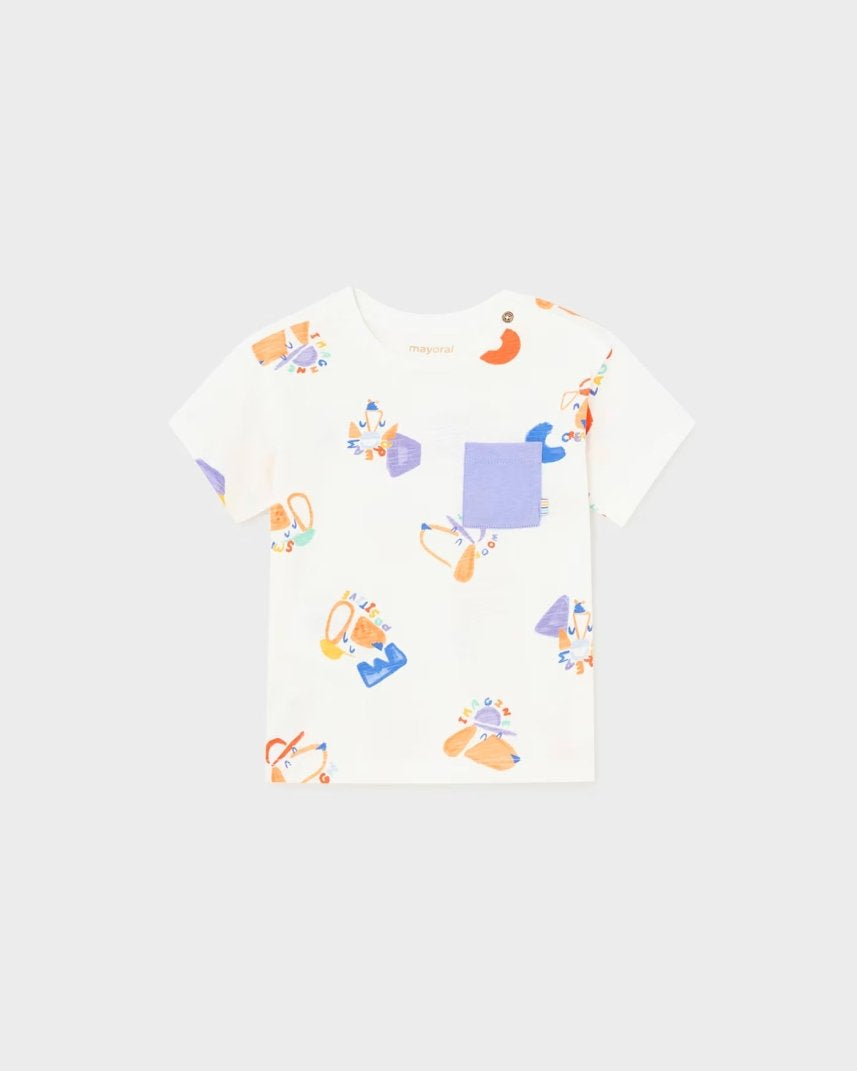 Maglietta taschino oversize neonato Mayoral Stampa Dogs Mayoral Bianco