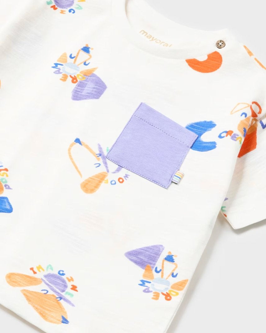 Maglietta taschino oversize neonato Mayoral Stampa Dogs Mayoral Bianco