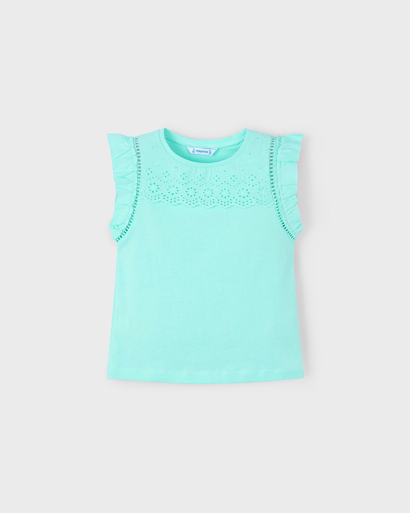 T-Shirt smanicata traforata bambina Mayoral acqua Mayoral 2 Anni 92cm