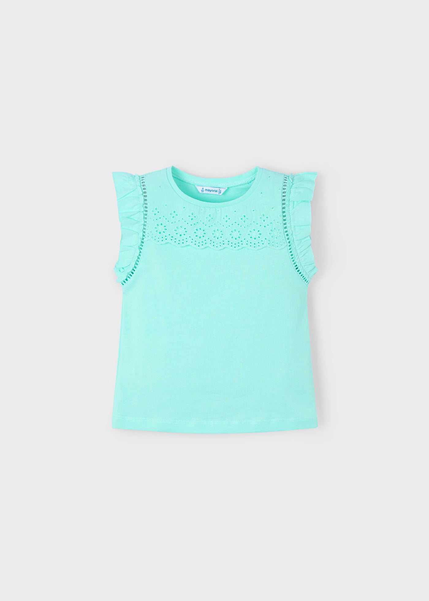 T-Shirt smanicata traforata bambina Mayoral acqua Mayoral 2 Anni 92cm