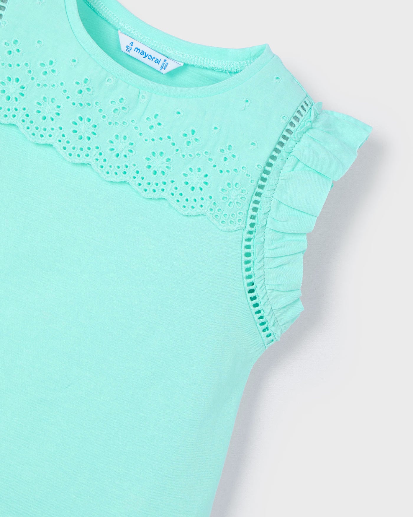 T-Shirt smanicata traforata bambina Mayoral acqua Mayoral 2 Anni 92cm