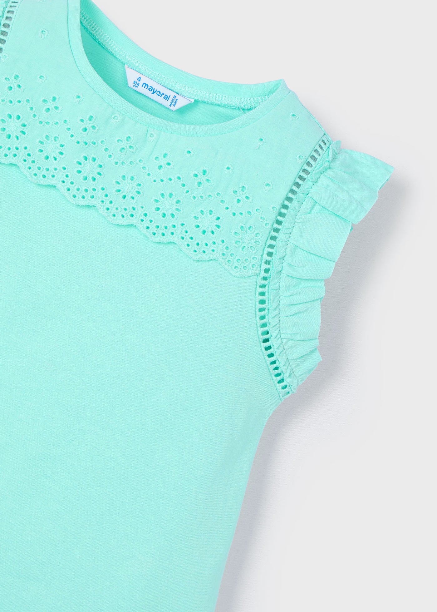 T-Shirt smanicata traforata bambina Mayoral acqua Mayoral 2 Anni 92cm