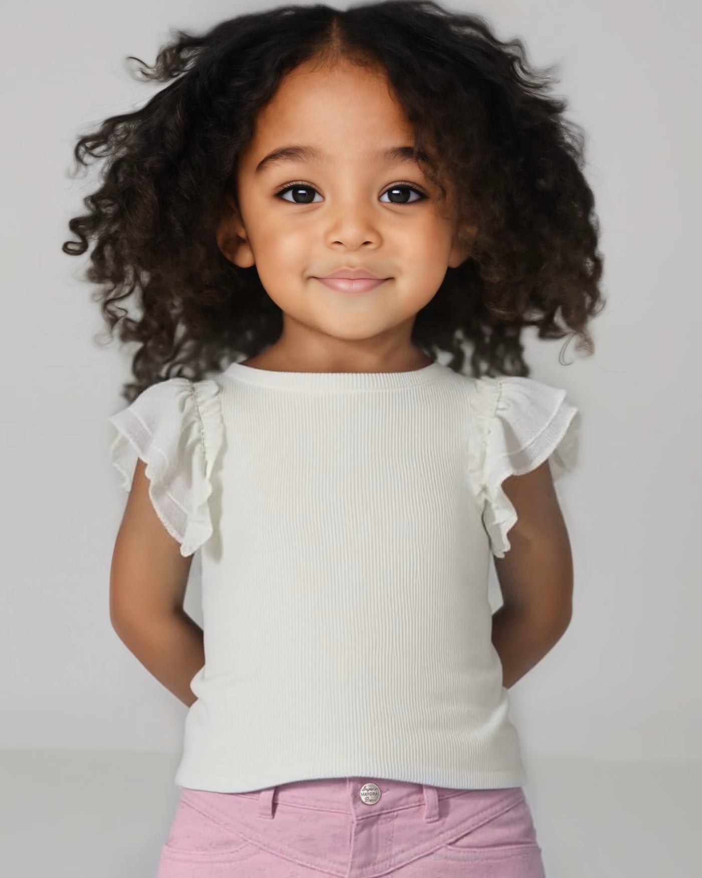 T-Shirt volant chiffon bambina Mayoral panna Mayoral Panna