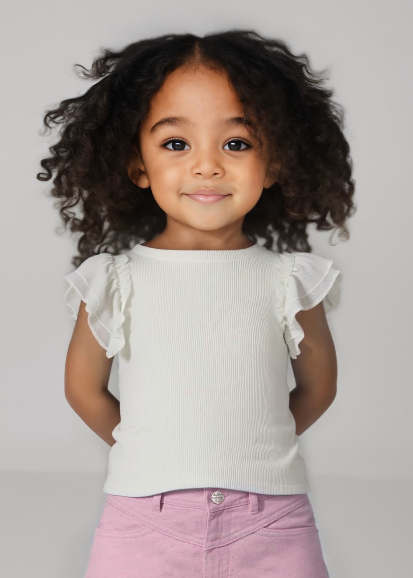 T-Shirt volant chiffon bambina Mayoral panna Mayoral Panna