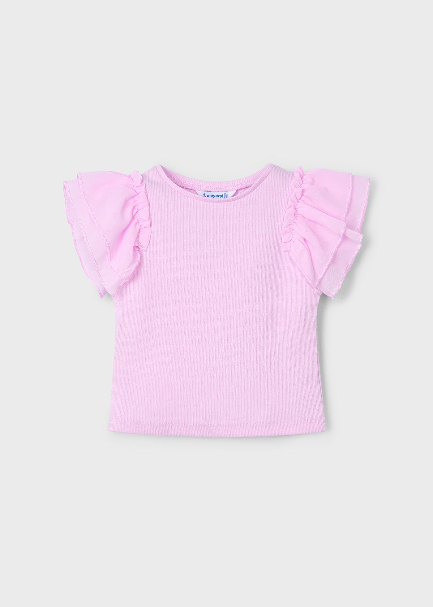 T-Shirt volant chiffon bambina Mayoral rosa orchidea Mayoral Rosa