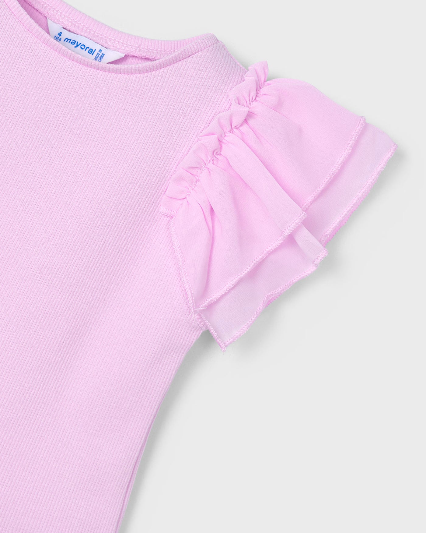 T-Shirt volant chiffon bambina Mayoral rosa orchidea Mayoral Rosa