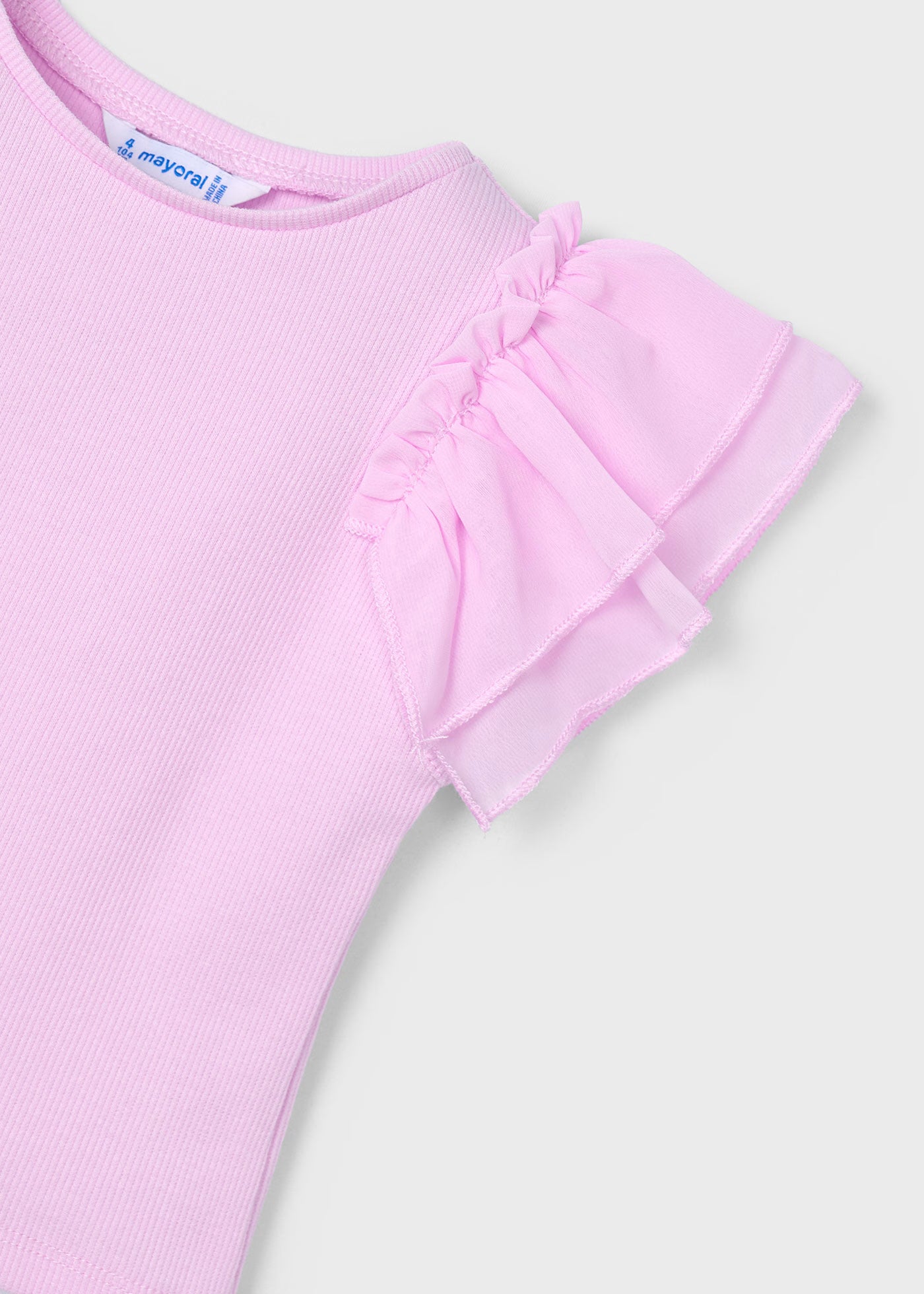 T-Shirt volant chiffon bambina Mayoral rosa orchidea Mayoral Rosa